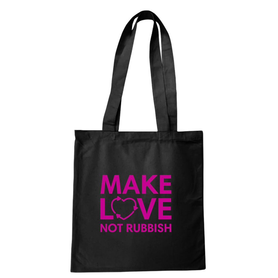 Make Love Organic Cotton Tote Bag in Onyx